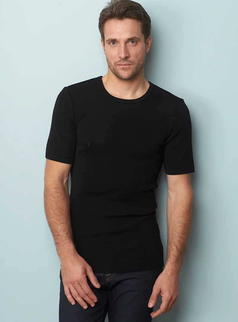 Tee-shirt thermique fin homme laine mérinos noir