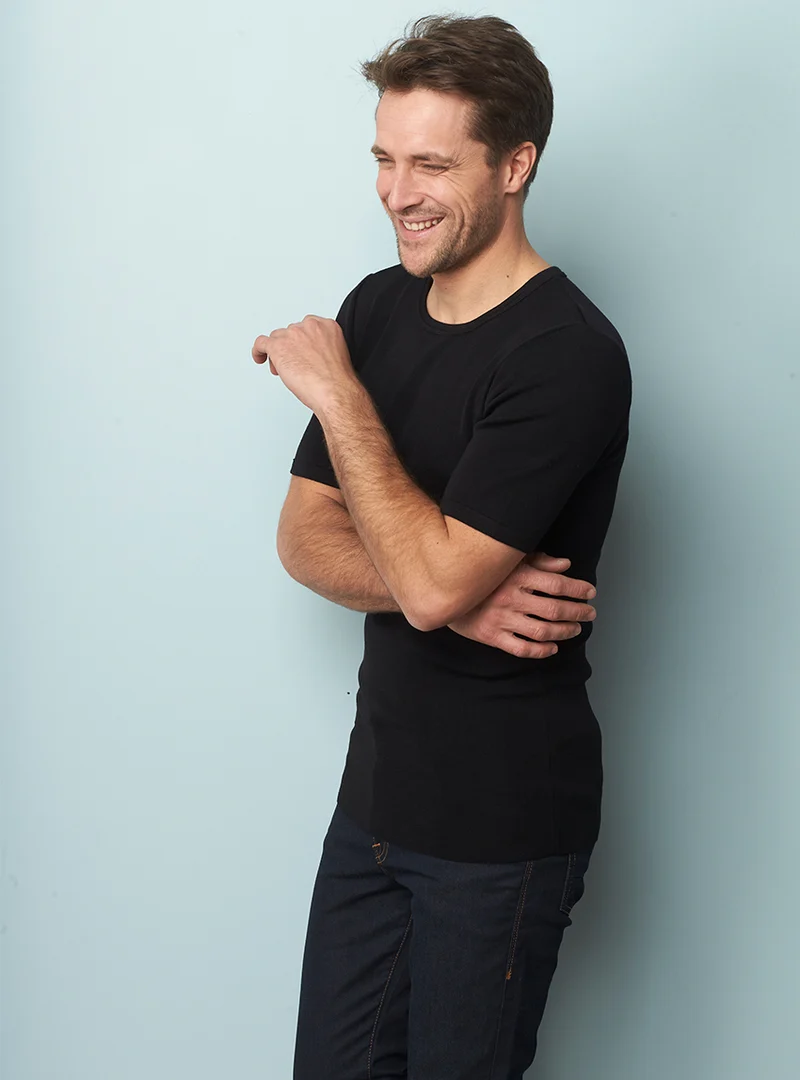 Tee-shirt thermique fin homme laine mérinos noir