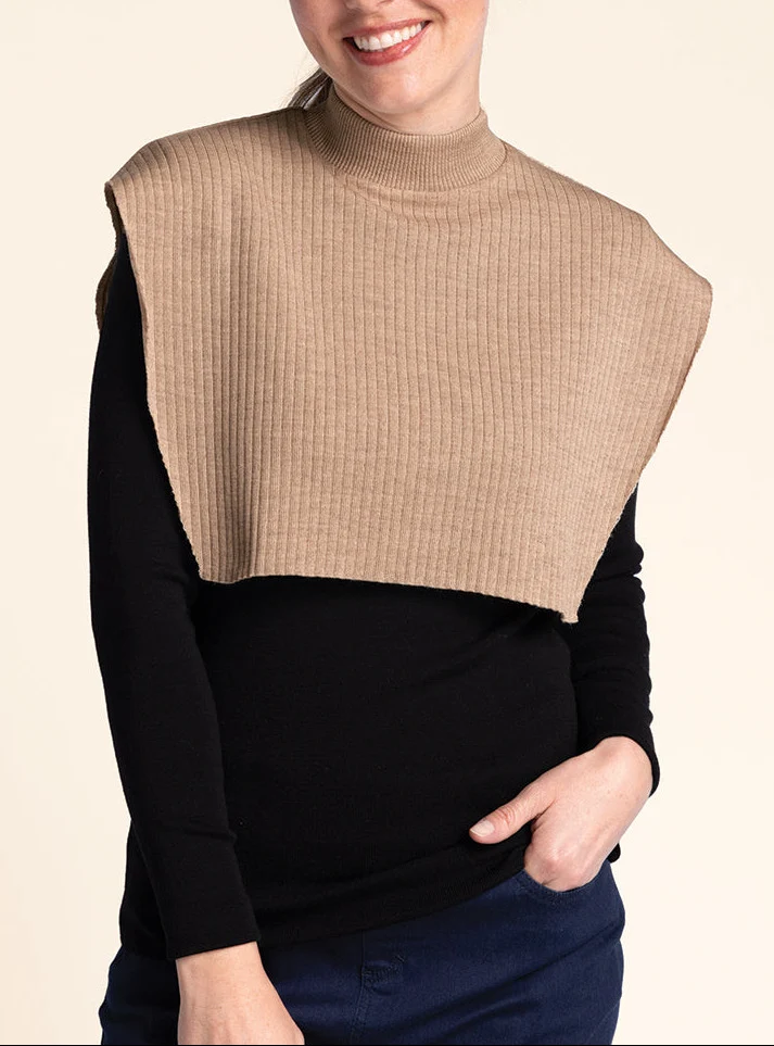 Col plastron mixte laine mérinos beige chaud