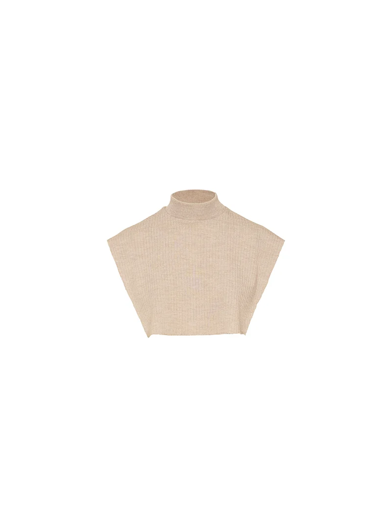 Col plastron mixte laine mérinos beige chaud