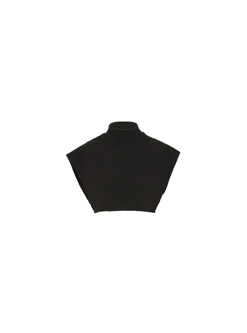 Col plastron mixte laine mérinos noir