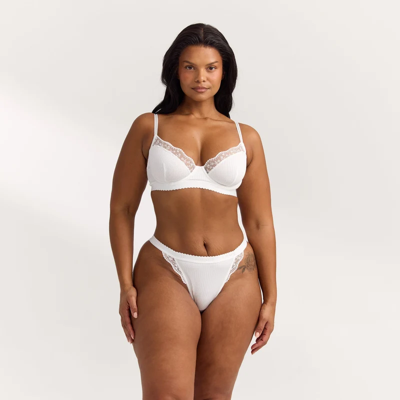 Ribbed Balcony Soutien-Gorge - Blanc