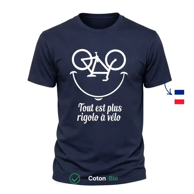 T-shirt Homme Vélo "Tout est plus rigolo"