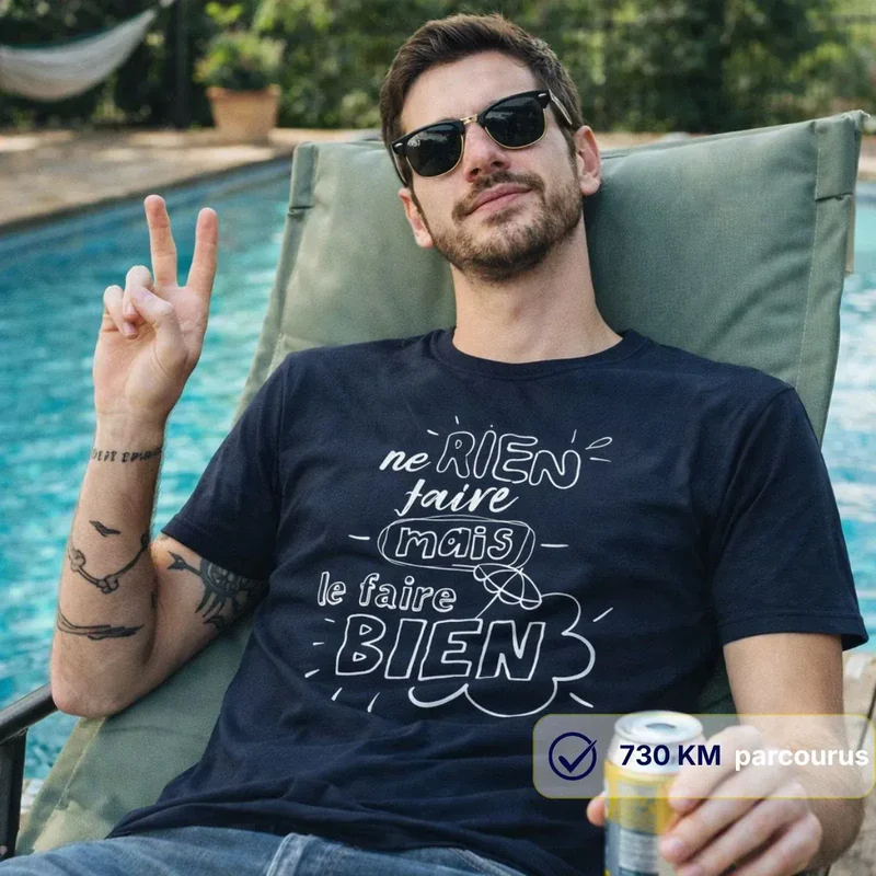 T-shirt homme bleu | "Ne rien faire mais le faire bien"