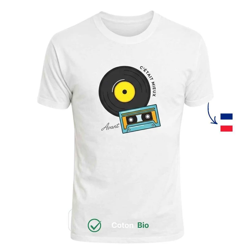 T-shirt Homme blanc | C'était mieux avant LE VINYLE