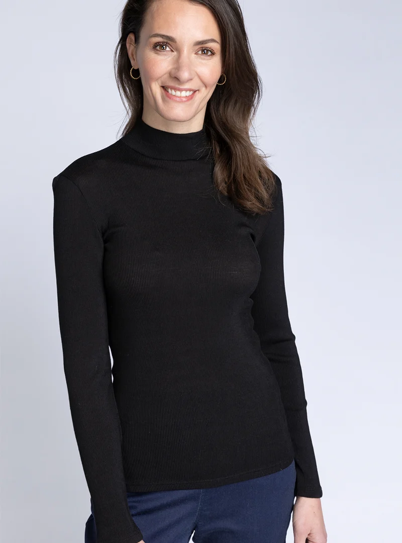 Pull chaussette femme laine et soie noir