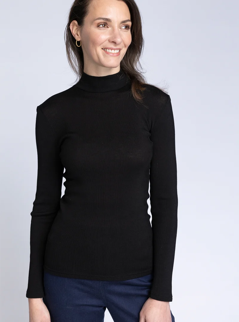 Pull chaussette femme laine et soie noir