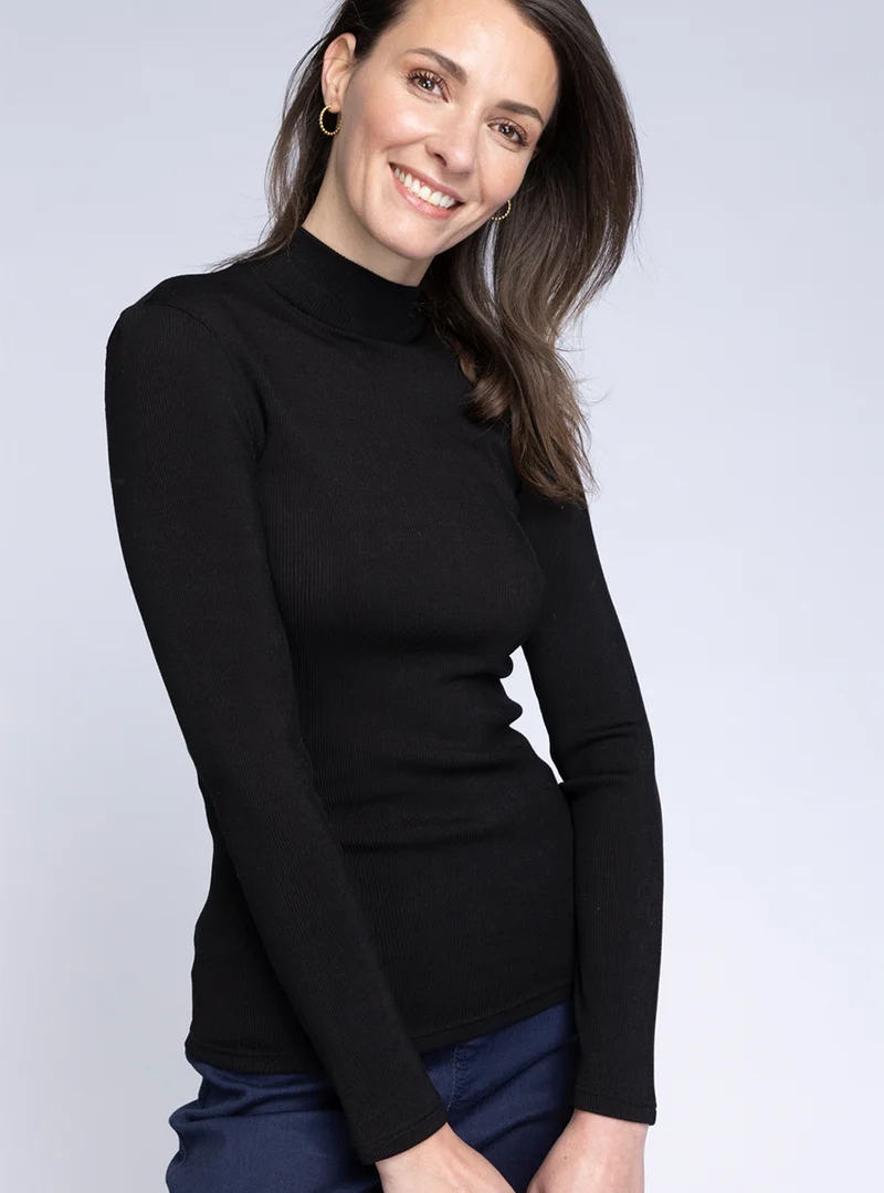 Pull chaussette femme laine et soie noir