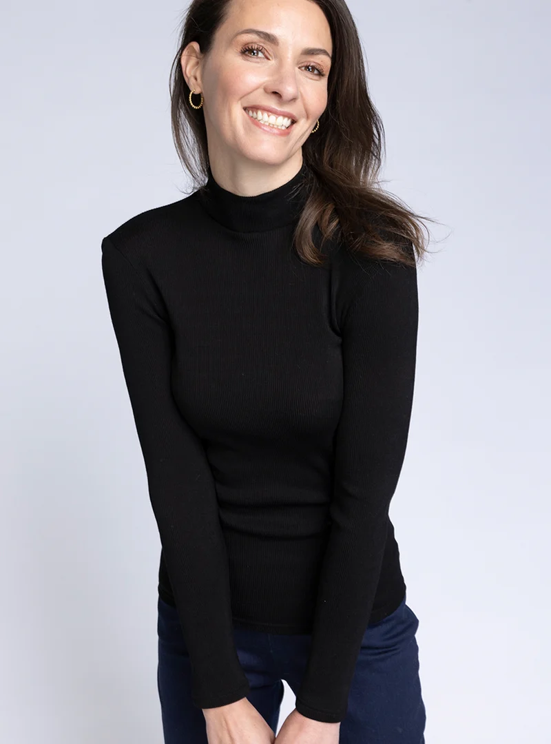 Pull chaussette femme laine et soie noir
