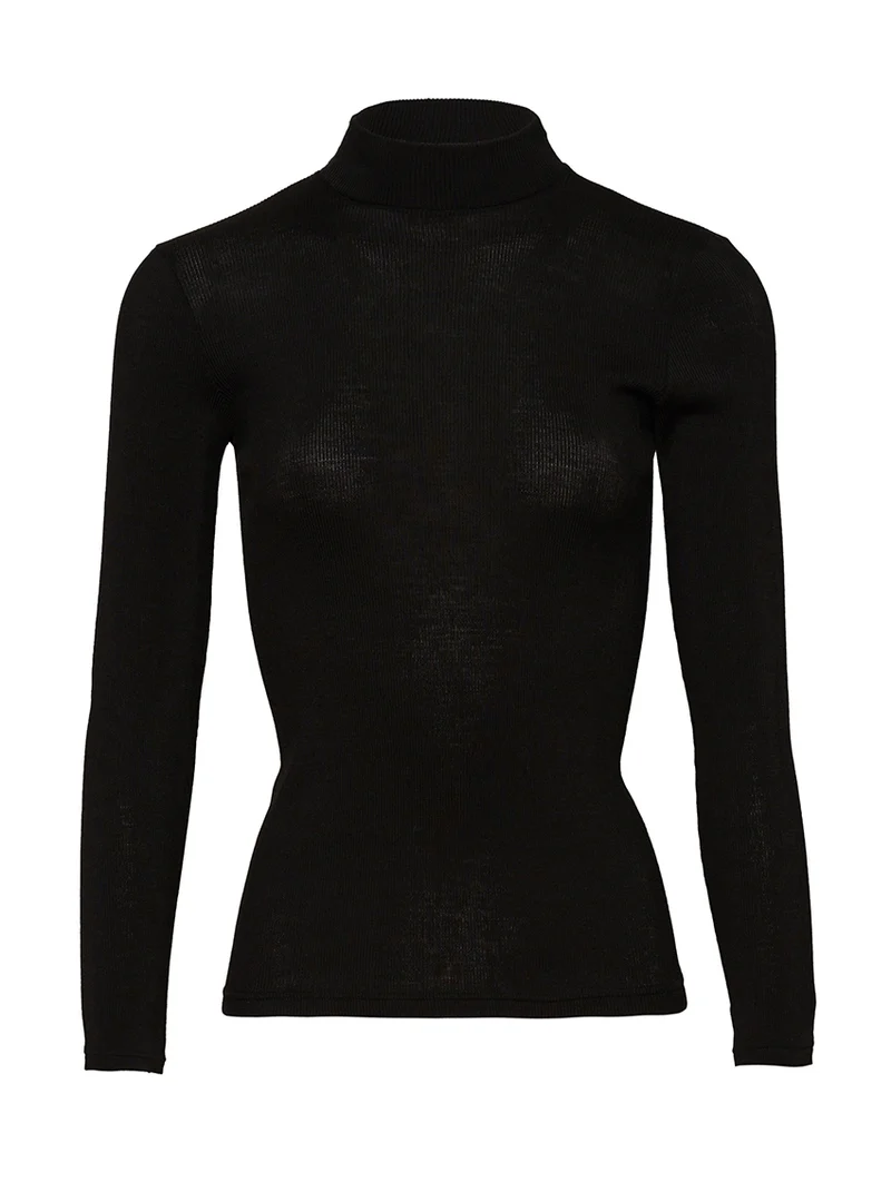 Pull chaussette femme laine et soie noir