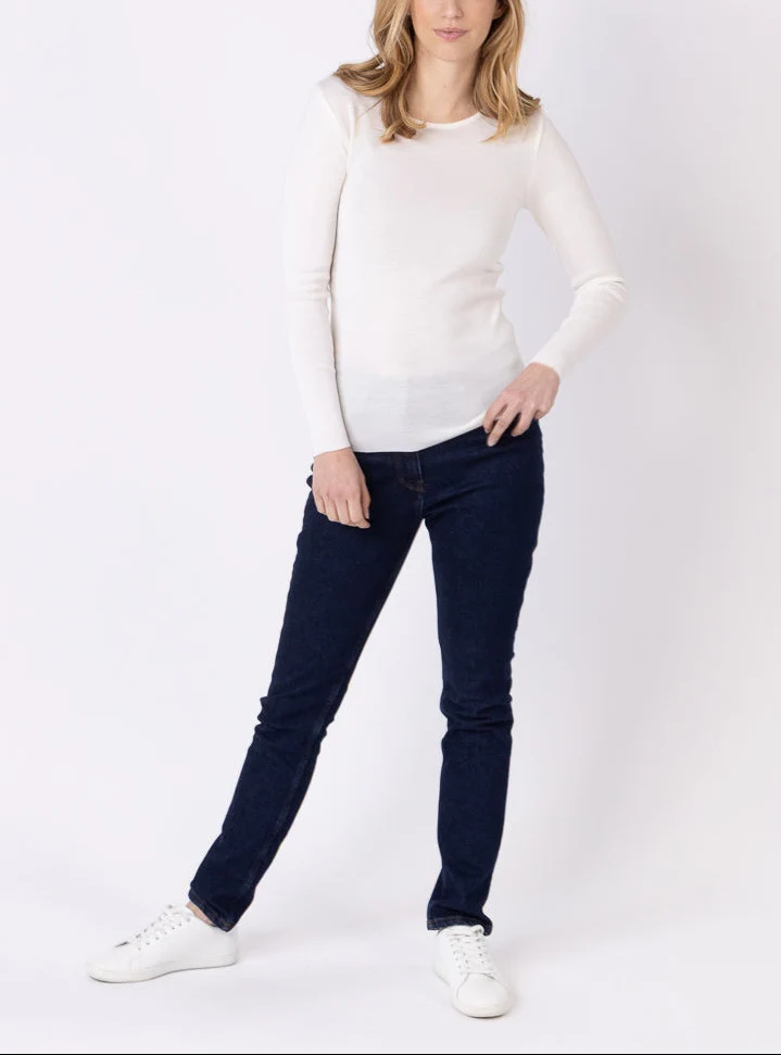 Tee-shirt thermique manches longues femme en laine merinos blanc naturel