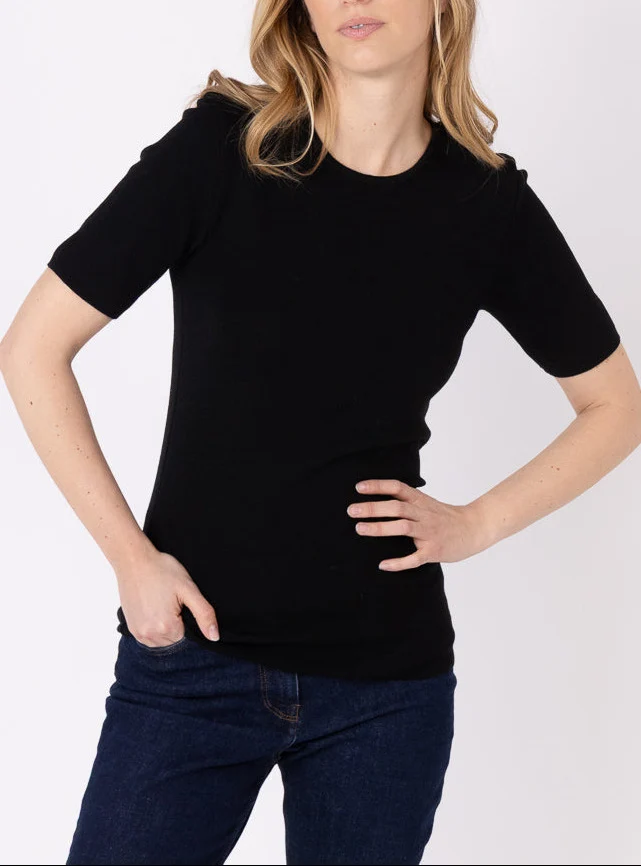 Tee-shirt thermique femme en laine merinos noir