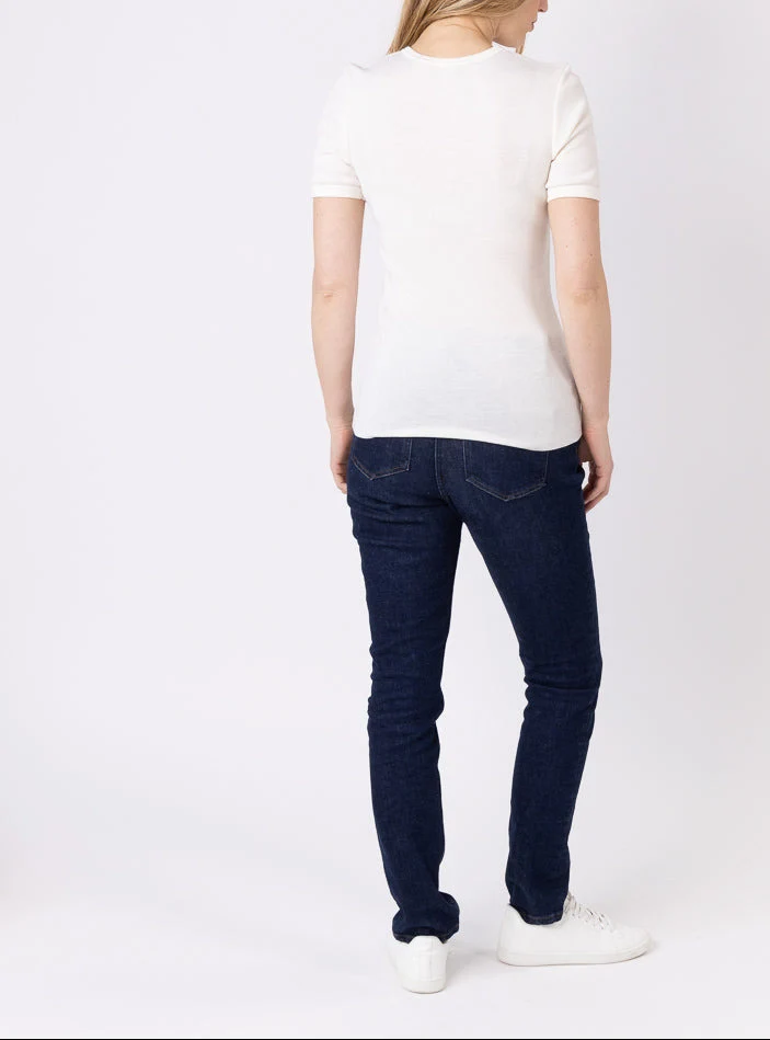 Tee-shirt thermique femme en laine merinos blanc naturel