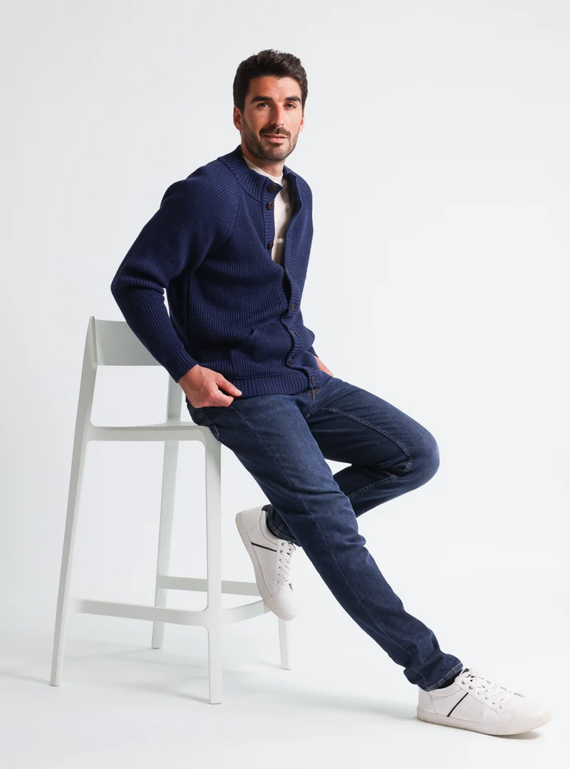 Gilet épais homme en laine merinos Bleu