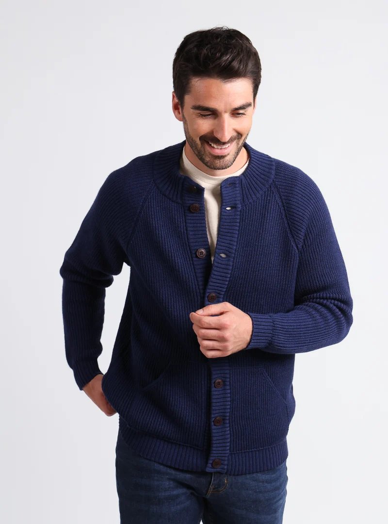 Gilet épais homme en laine merinos Bleu
