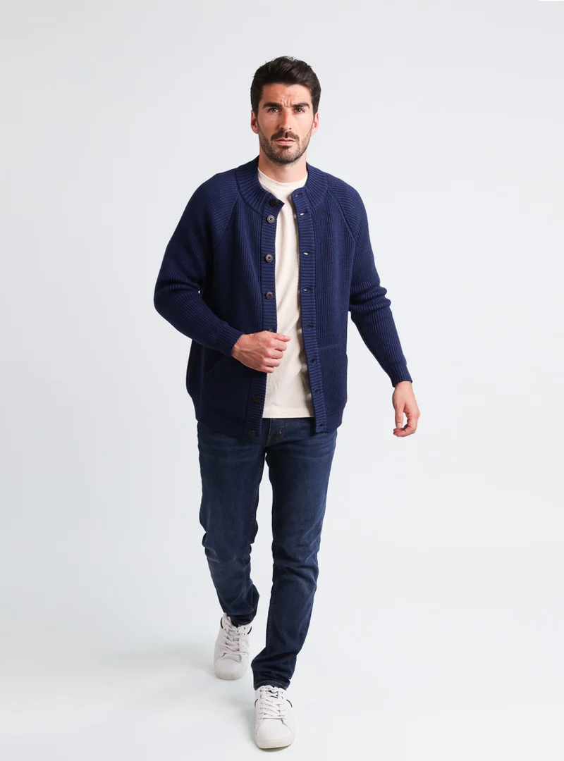 Gilet épais homme en laine merinos Bleu