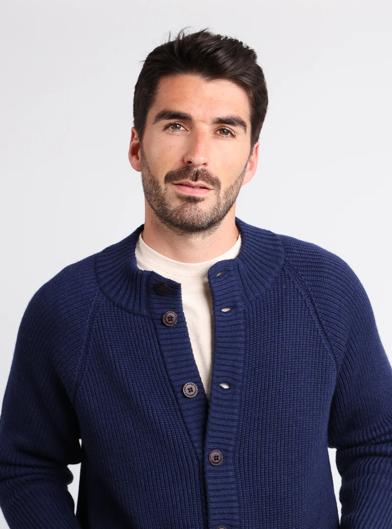 Gilet épais homme en laine merinos Bleu