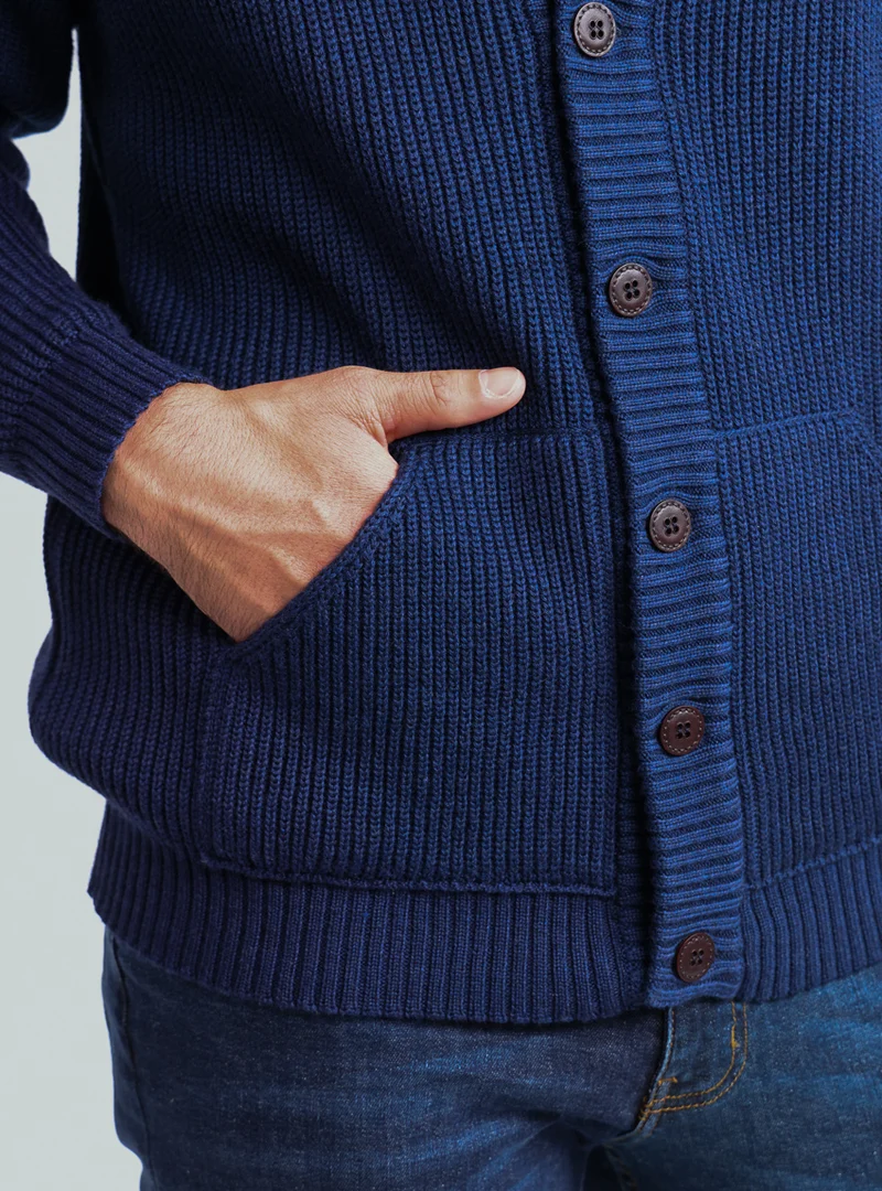 Gilet épais homme en laine merinos Bleu