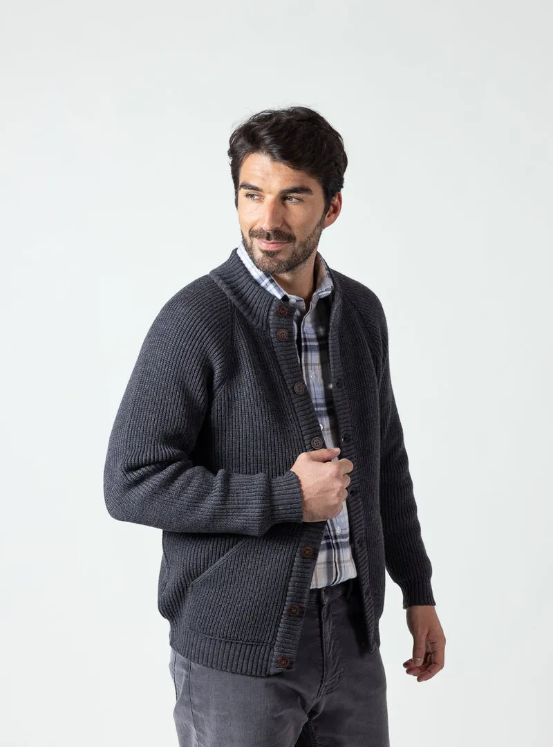 Gilet épais en laine mérinos pour homme gris anthracite