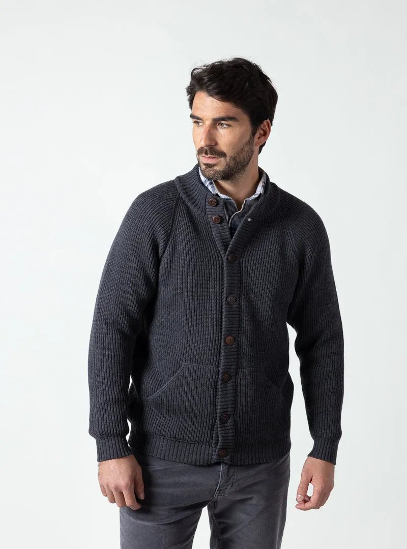 Gilet épais en laine mérinos pour homme gris anthracite