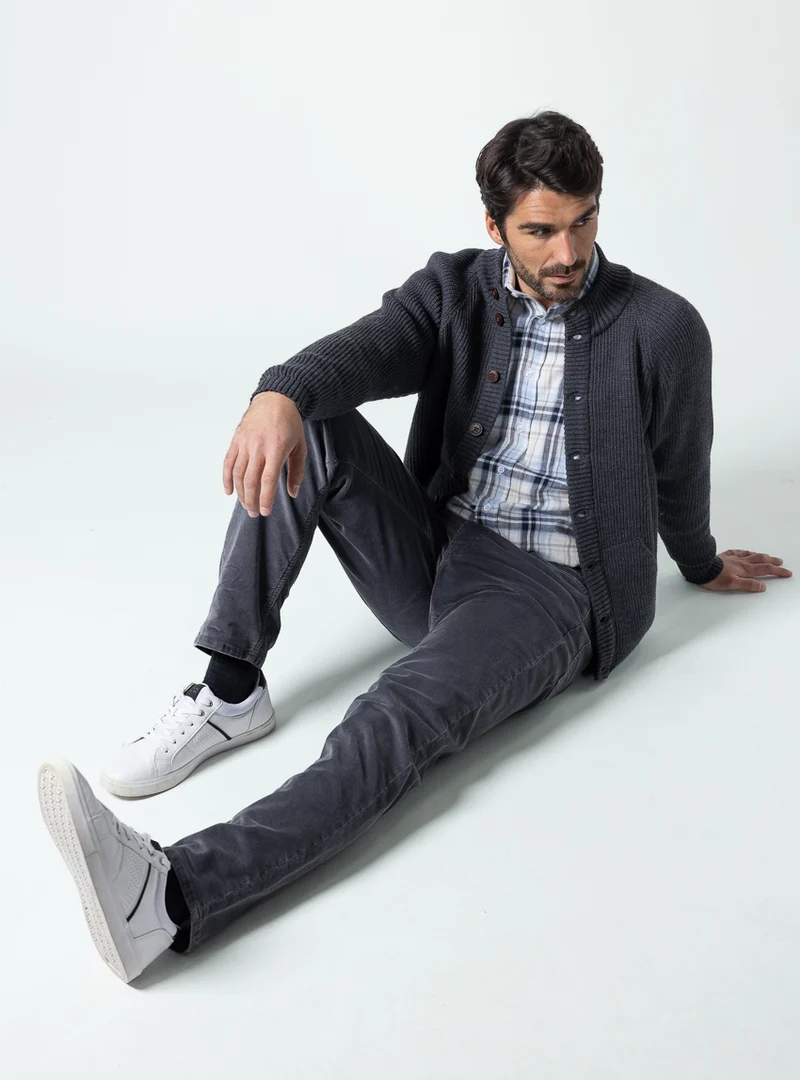 Gilet épais en laine mérinos pour homme gris anthracite