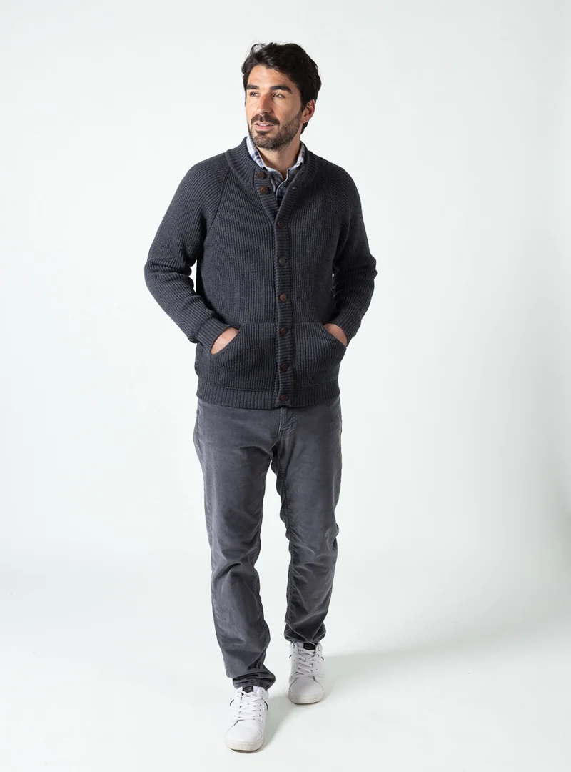 Gilet épais en laine mérinos pour homme gris anthracite