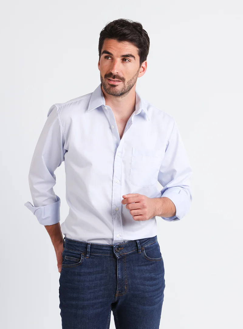 Chemise homme classique en coton bleu