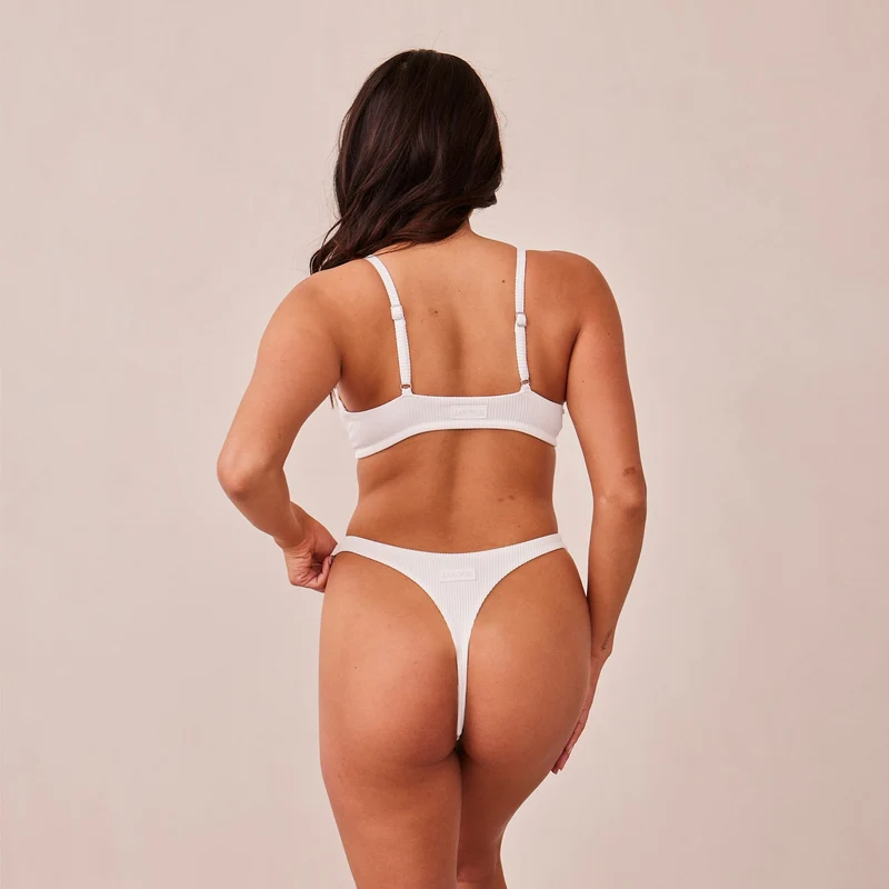Ribbed Triangle Soutien-Gorge - Blanc