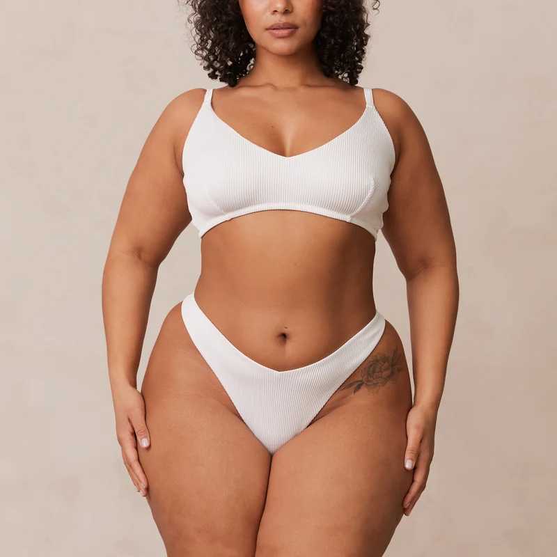 Ribbed Triangle Soutien-Gorge - Blanc