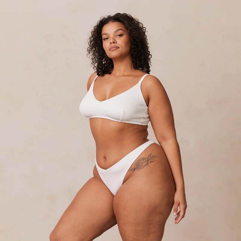 Ribbed Triangle Soutien-Gorge - Blanc