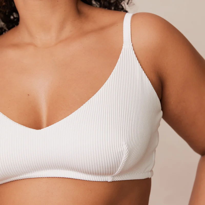 Ribbed Triangle Soutien-Gorge - Blanc