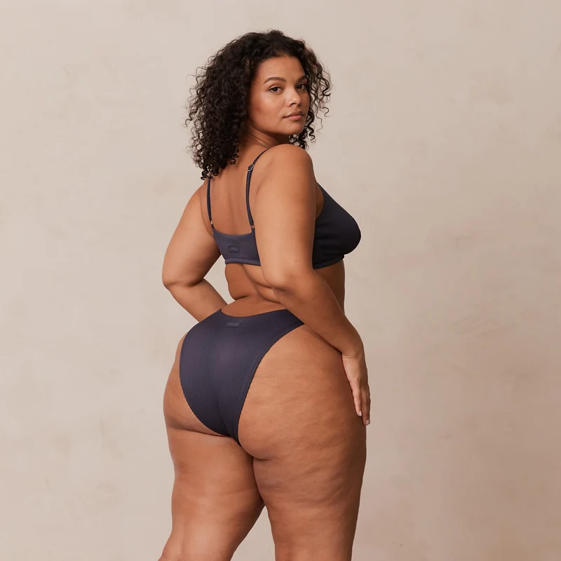 Ribbed Triangle Soutien-Gorge - Bleu Charbon