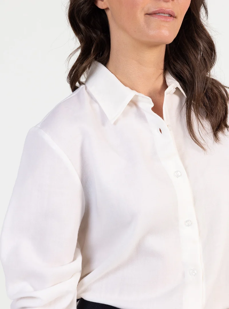 Chemisier uni femme laine blanc écru