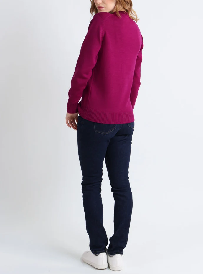 Pull épais femme en laine Violet Amethyste