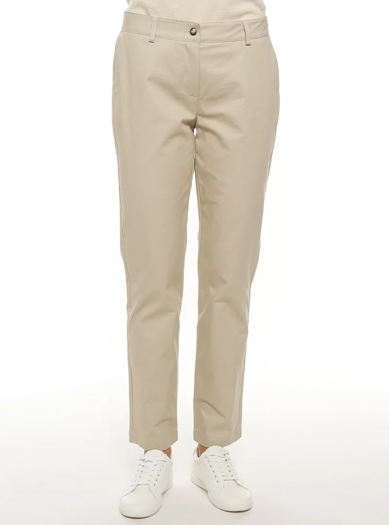 Pantalon chino femme coton beige clair