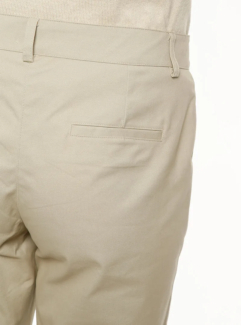 Pantalon chino femme coton beige clair