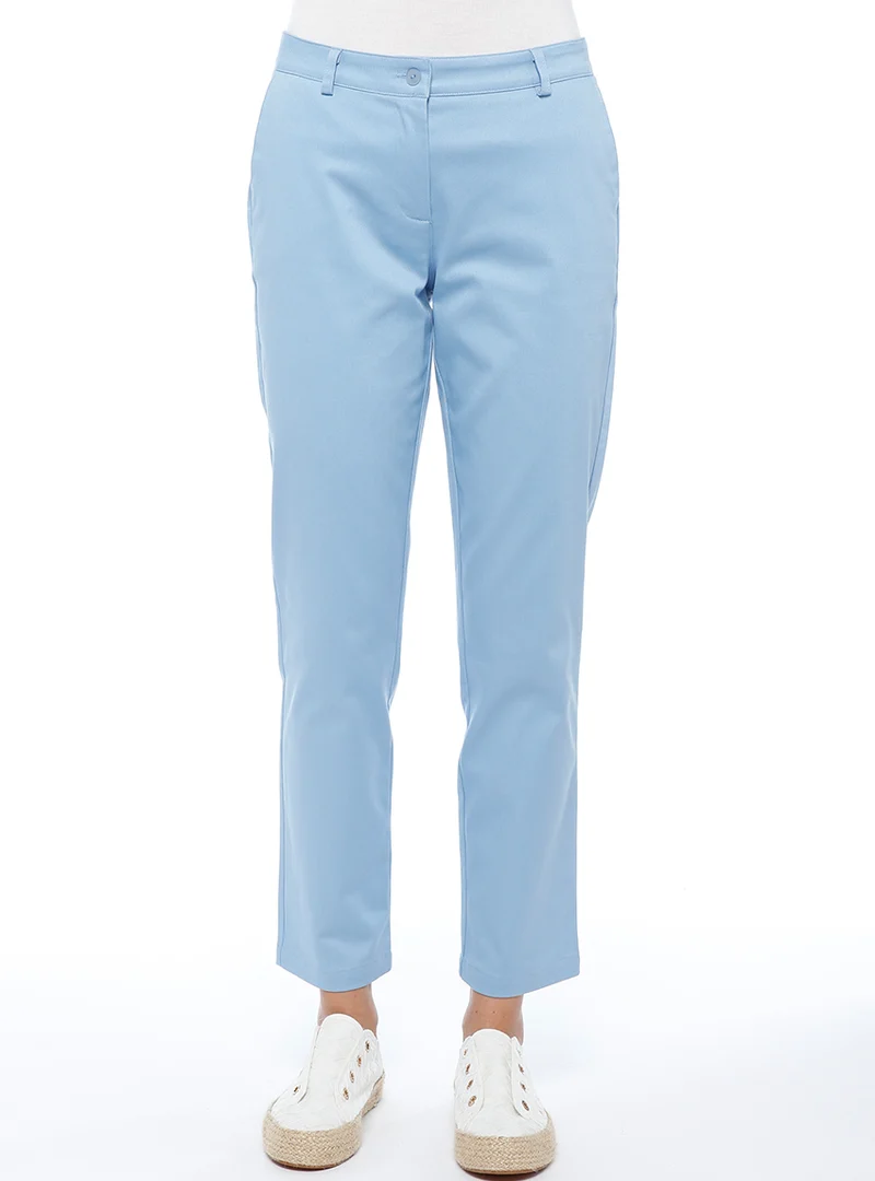 Pantalon chino femme en coton bleu