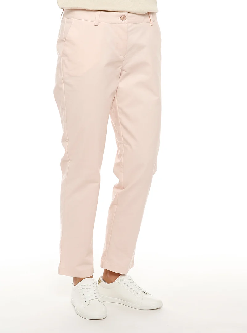 Pantalon chino femme en coton rose nacre