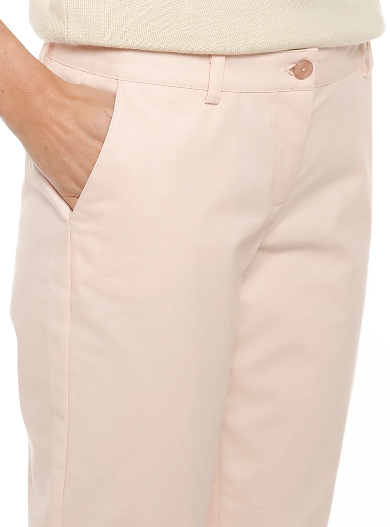 Pantalon chino femme en coton rose nacre