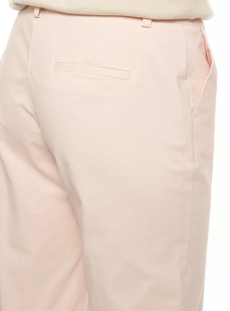 Pantalon chino femme en coton rose nacre
