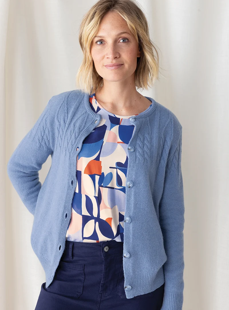 Blouse femme imprimé 100% viscose bleu élégant
