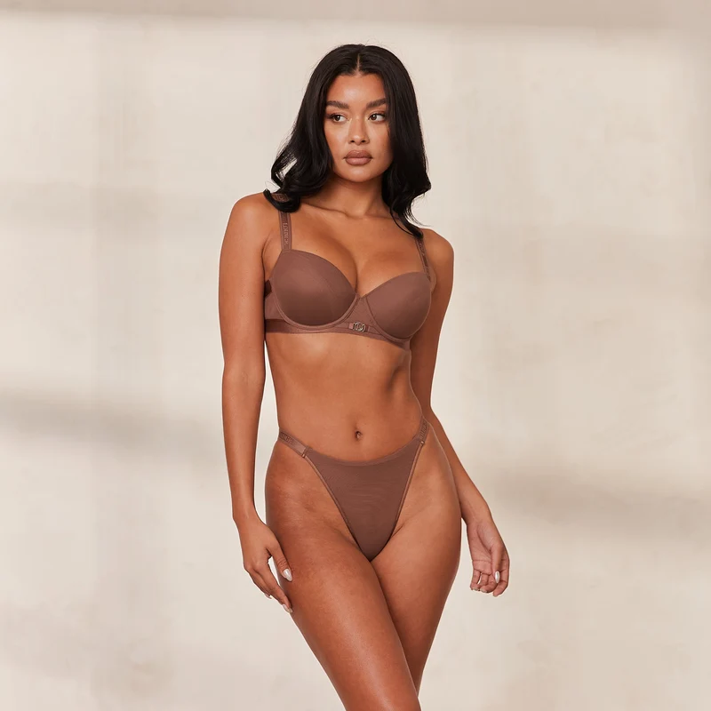 Smooth Mesh T-shirt Soutien-Gorge - Noisette