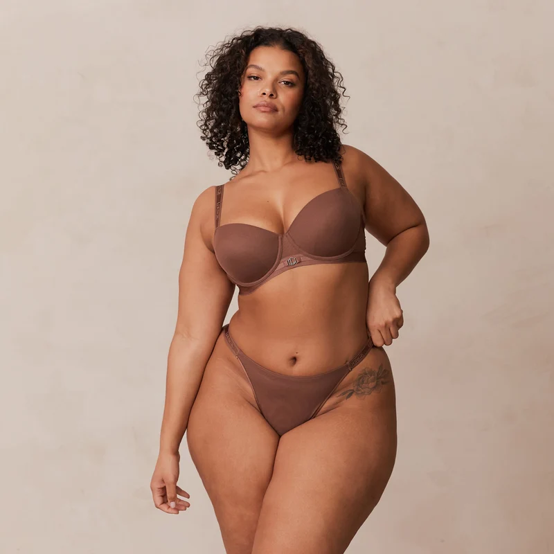 Smooth Mesh T-shirt Soutien-Gorge - Noisette