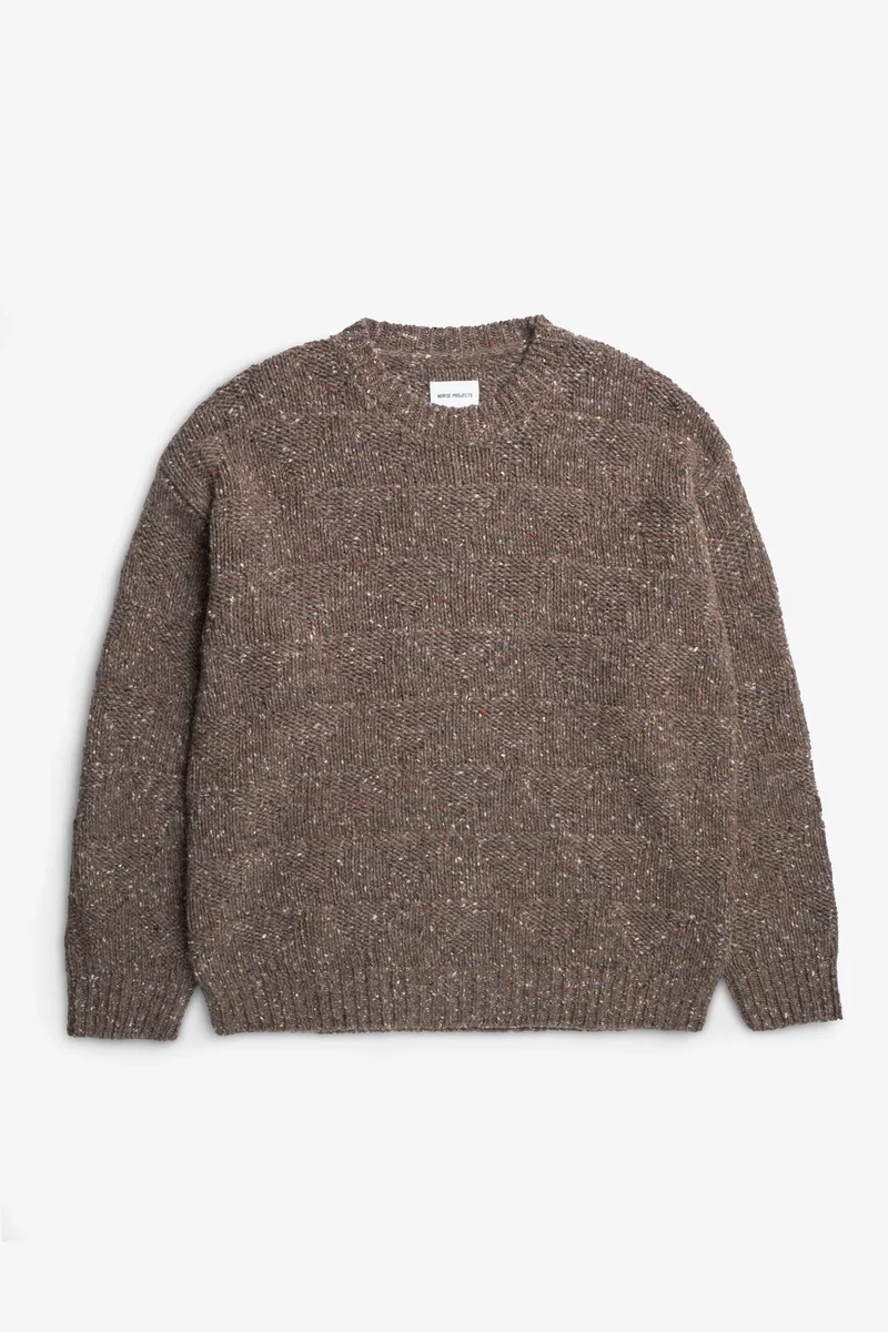 Norse Projects - Jonas Donegal Diamond Sweater - Seal Brown
