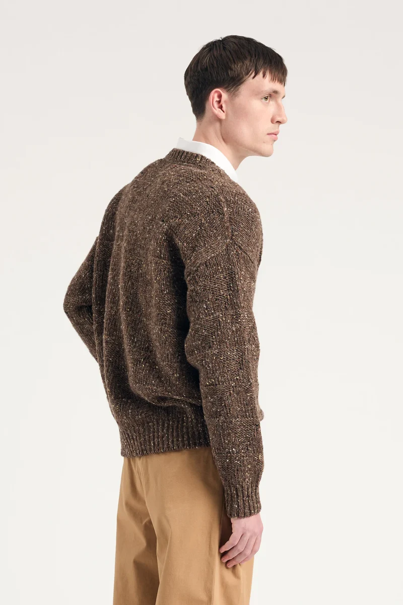 Norse Projects - Jonas Donegal Diamond Sweater - Seal Brown