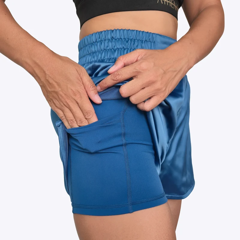 ATHENA FIGHTWEAR ENYO MUAY THAI SHORTS (CERULEAN)