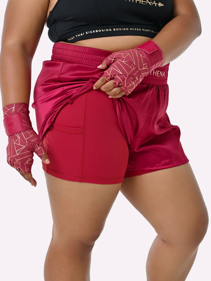 ATHENA FIGHTWEAR ENYO MUAY THAI SHORTS (BERRY)