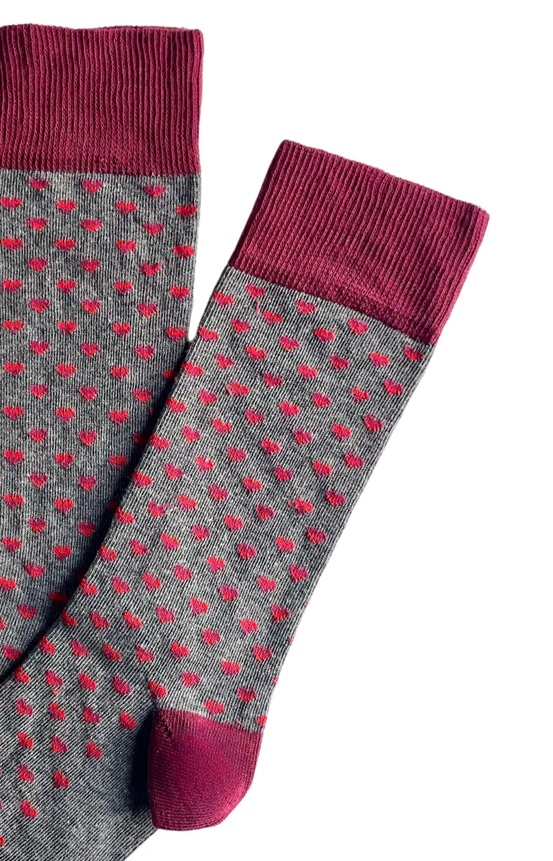 Chaussettes en coton - Cœur Gris