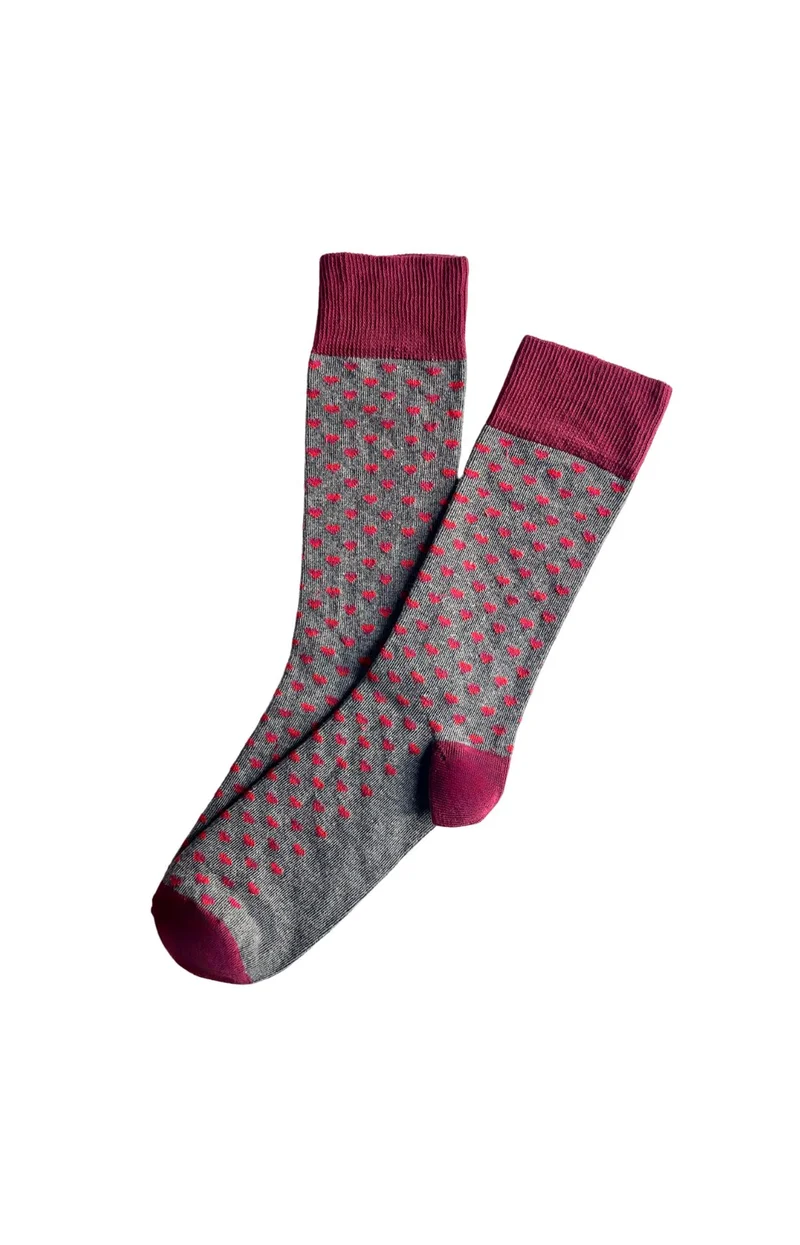 Chaussettes en coton - Cœur Gris
