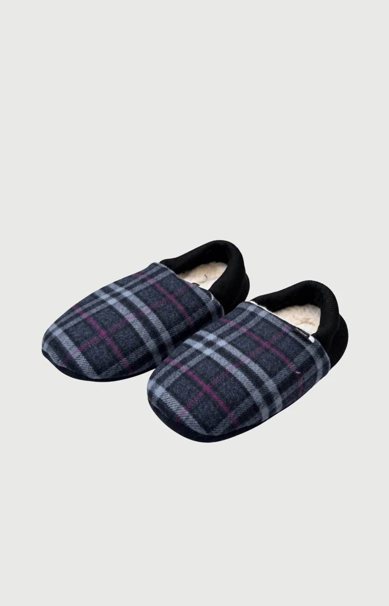 Chaussons en cuir et laine - Minuit